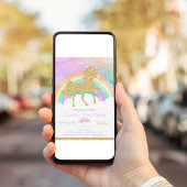 Invitation Carton d'invitation d'anniversaire licorne arc-en-