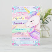 Invitation Carton d'invitation d'anniversaire licorne magique (Debout devant)