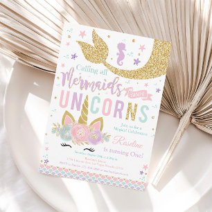 Invitation Carton d'invitation d'anniversaire Licorne Magique