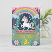 Invitation Carton d'invitation d'anniversaire licorne magique (Debout devant)