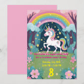 Invitation Carton d'invitation d'anniversaire licorne magique (Devant / Derrière)