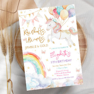 Invitation Carton d'invitation d'anniversaire licorne paillet