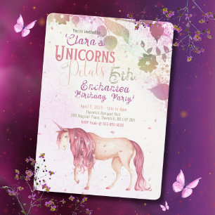 Invitation Carton d'invitation d'anniversaire Licornes et Pét