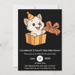 Invitation Carton d'invitation d'anniversaire Loup joueur en