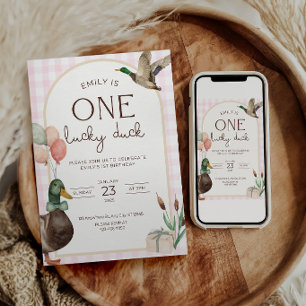 Invitation Carton d'invitation d'anniversaire One Lucky Duck 