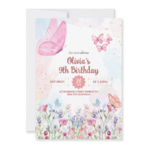 Carton d'invitation d'anniversaire Papillon au pas