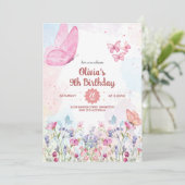 Invitation Carton d'invitation d'anniversaire Papillon Pastel (Debout devant)
