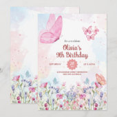 Invitation Carton d'invitation d'anniversaire Papillon Pastel (Devant / Derrière)