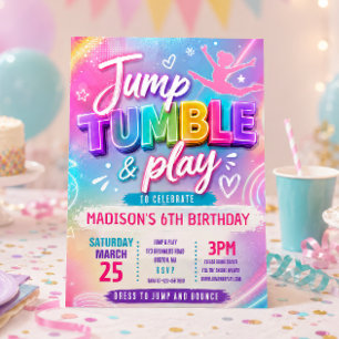 Invitation Carton d'invitation d'anniversaire Pastel Jump Tra