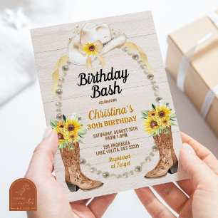 Invitation Carton d'invitation d'anniversaire Pearl Sunflower