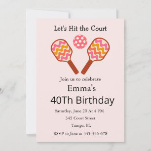 Invitation Carton d'invitation d'anniversaire Pickleball Rétr