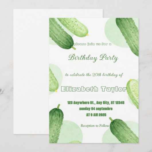 Invitation Carton d'invitation d'anniversaire Pickles & Conco (Devant / Derrière)