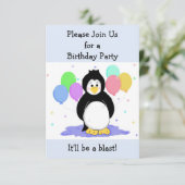 Invitation Carton d'invitation d'anniversaire Pingouin et Bal (Debout devant)