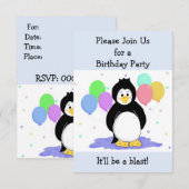 Invitation Carton d'invitation d'anniversaire Pingouin et Bal (Devant / Derrière)