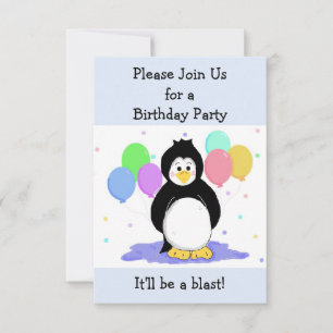 Invitation Carton d'invitation d'anniversaire Pingouin et Bal