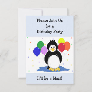 Invitation Carton d'invitation d'anniversaire Pingouin et Bal
