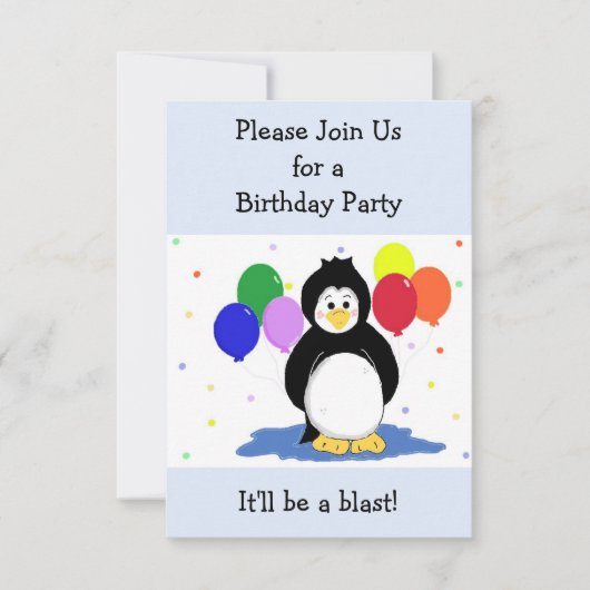 Invitation Carton d'invitation d'anniversaire Pingouin et Bal (Devant)