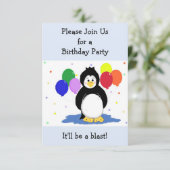 Invitation Carton d'invitation d'anniversaire Pingouin et Bal (Debout devant)