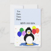Invitation Carton d'invitation d'anniversaire Pingouin et Bal (Dos)