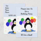 Invitation Carton d'invitation d'anniversaire Pingouin et Bal (Devant / Derrière)