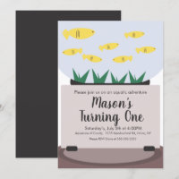 Carton d'invitation d'anniversaire pour aquarium m