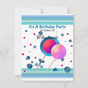Invitation Carton d'invitation d'anniversaire pour bonbons et