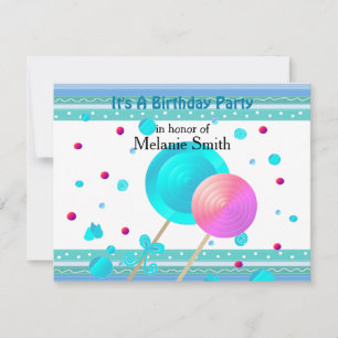 Invitation Carton d'invitation d'anniversaire pour bonbons et