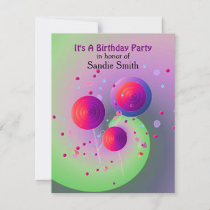 Invitation Carton d'invitation d'anniversaire pour bonbons et