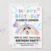 Invitation Carton d'invitation d'anniversaire pour chien husk (Devant)