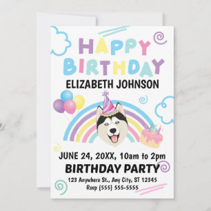 Invitation Carton d'invitation d'anniversaire pour chien husk