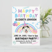 Invitation Carton d'invitation d'anniversaire pour chien husk (Debout devant)