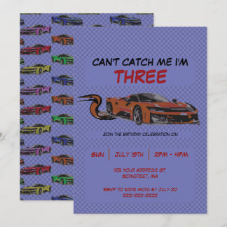 Invitation Carton d'invitation d'anniversaire pour course aut
