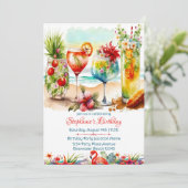 Invitation Carton d'invitation d'anniversaire pour femmes ave (Debout devant)