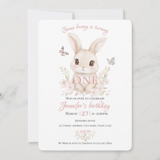 Invitation Carton d'invitation d'anniversaire pour un lapin q (Devant)