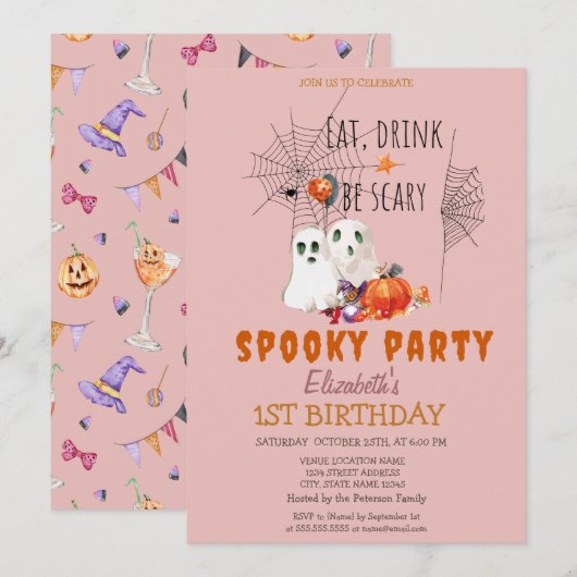 Invitation Carton d'invitation d'anniversaire pour une fête f (Devant / Derrière)
