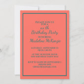 Invitation Carton d'invitation d'anniversaire rayé sarcelle c (Devant)