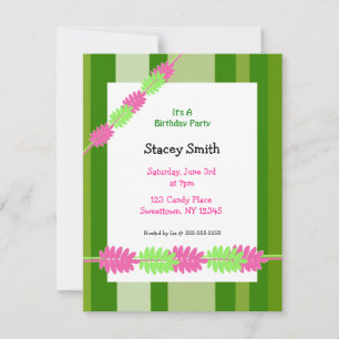 Invitation Carton d'invitation d'anniversaire Rayures et Feui