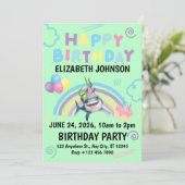 Invitation Carton d'invitation d'anniversaire requin en vert (Debout devant)