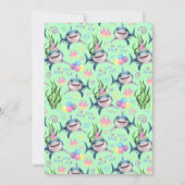 Invitation Carton d'invitation d'anniversaire requin en vert (Dos)