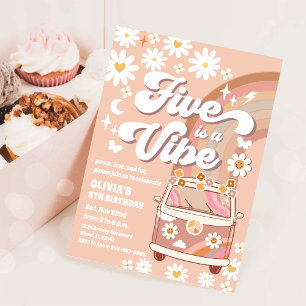 Invitation Carton d'invitation d'anniversaire rétro Daisy Van