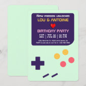 Invitation Carton d'invitation d'anniversaire Rétro Gamer (Devant / Derrière)