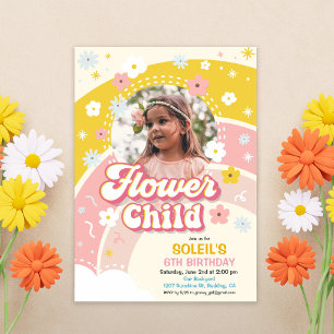 Invitation Carton d'invitation d'anniversaire rétro groovy Fl