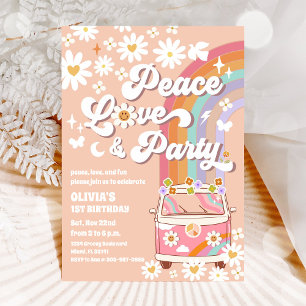 Invitation Carton d'invitation d'anniversaire rétro hippie