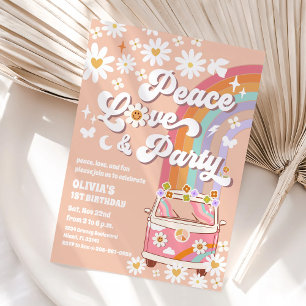 Invitation Carton d'invitation d'anniversaire rétro hippie