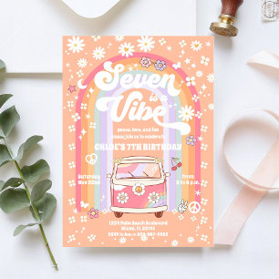 Invitation Carton d'invitation d'anniversaire rétro hippie