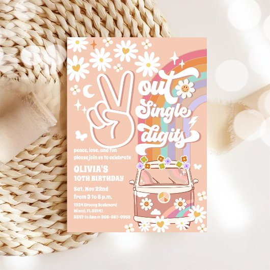Invitation Carton d'invitation d'anniversaire rétro hippie