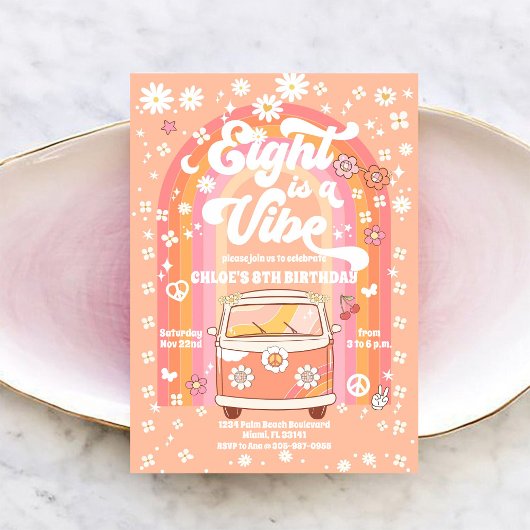 Invitation Carton d'invitation d'anniversaire rétro hippie