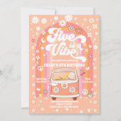 Invitation Carton d'invitation d'anniversaire rétro hippie (Devant)
