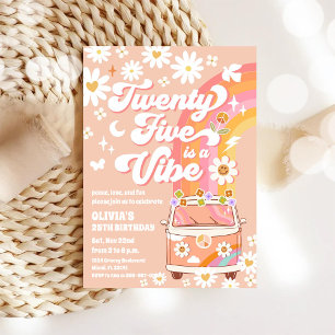 Invitation Carton d'invitation d'anniversaire rétro hippie Da