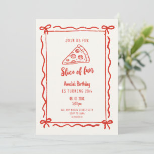 Invitation Carton d'invitation d'anniversaire rétro Pizza Fun